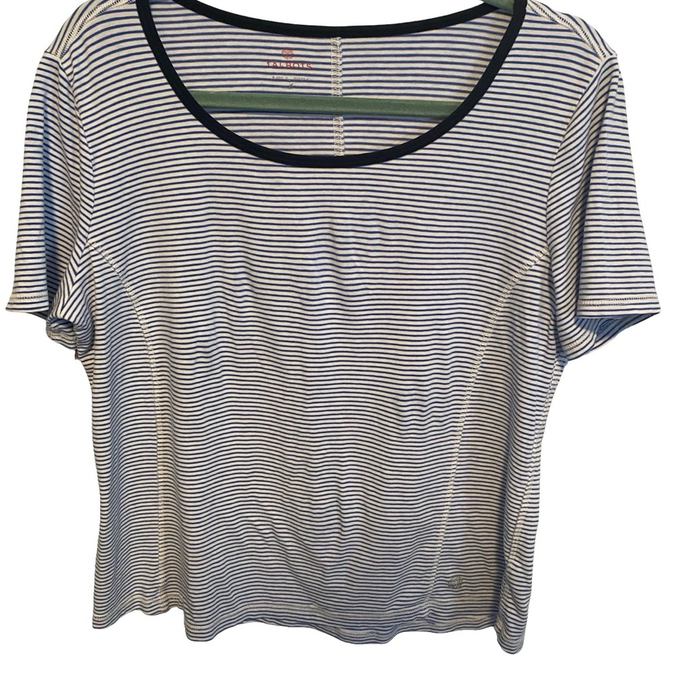 Talbots Blue and White Striped Short Sleeve Top